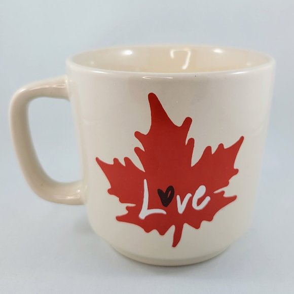 Maple Leaf Ellen Degeneres Love Mug Cup Coffee Tea 16oz Red Cream Valentine’s - Picture 1 of 10